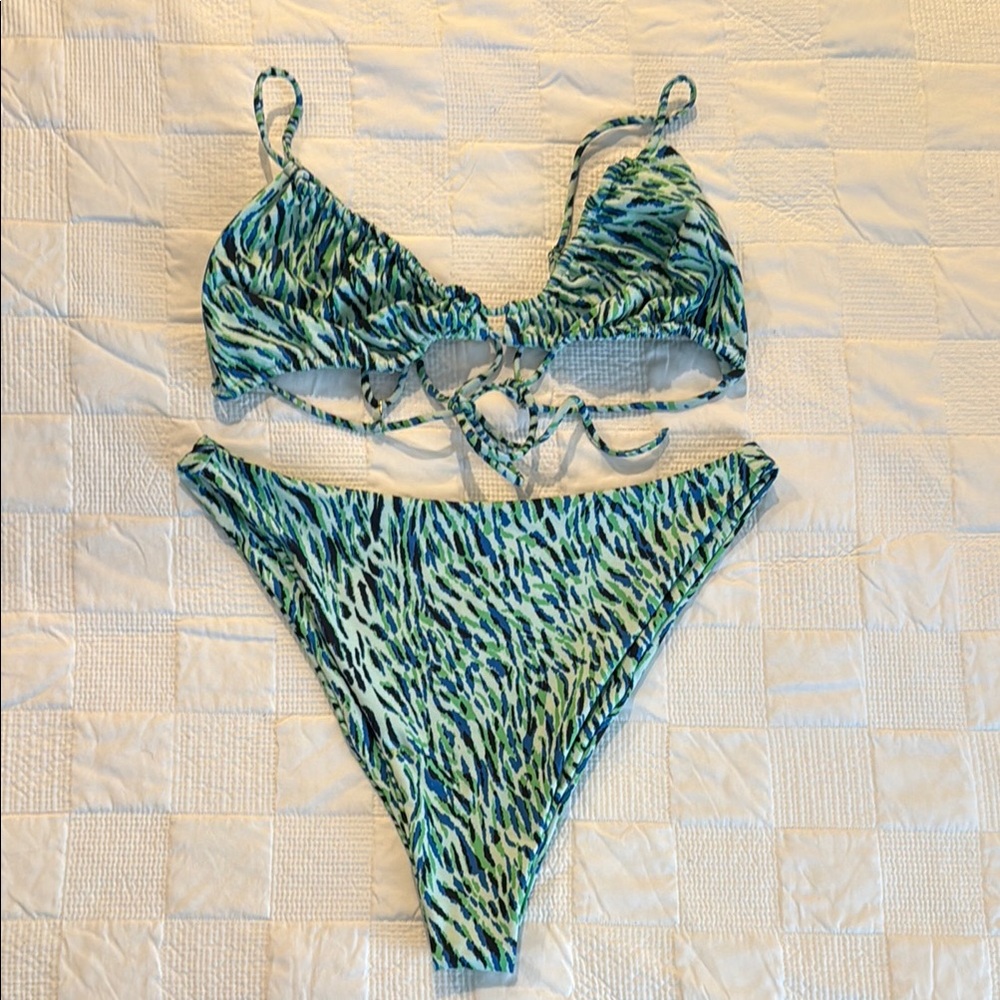 Skatie Blue and Green Patterned Bikini